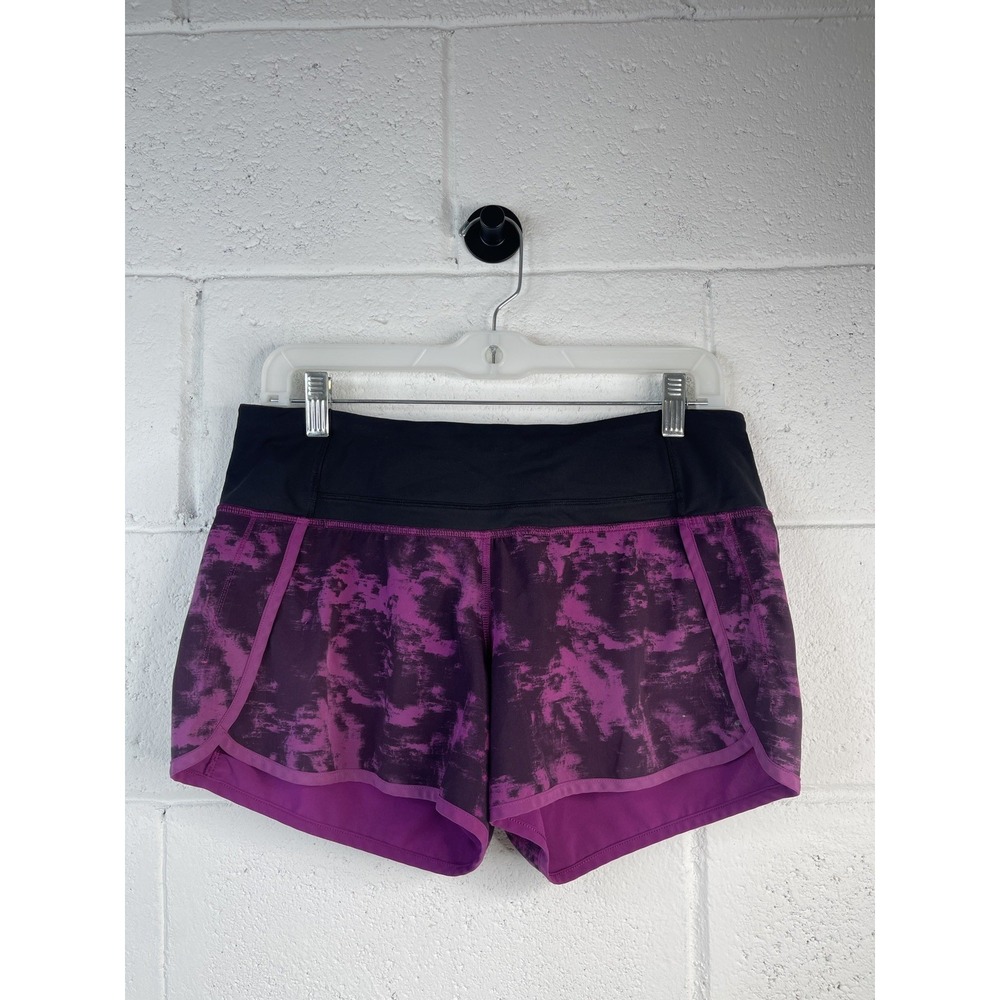 Lululemon Speed Up Low Rise Lined Running Shorts Size 6 Purple Abstract Magenta